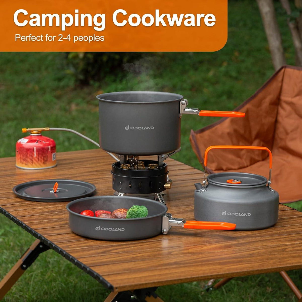 Campinggeschirr Set Outdoor Kochset mit Topf und Bratpfanne