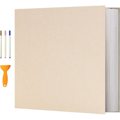 Selbstklebendes Fotoalbum Leinen 120 Seiten Beige 33x32cm