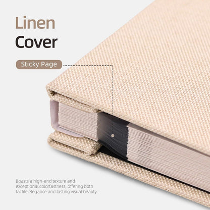 Selbstklebendes Fotoalbum Leinen 120 Seiten Beige 33x32cm