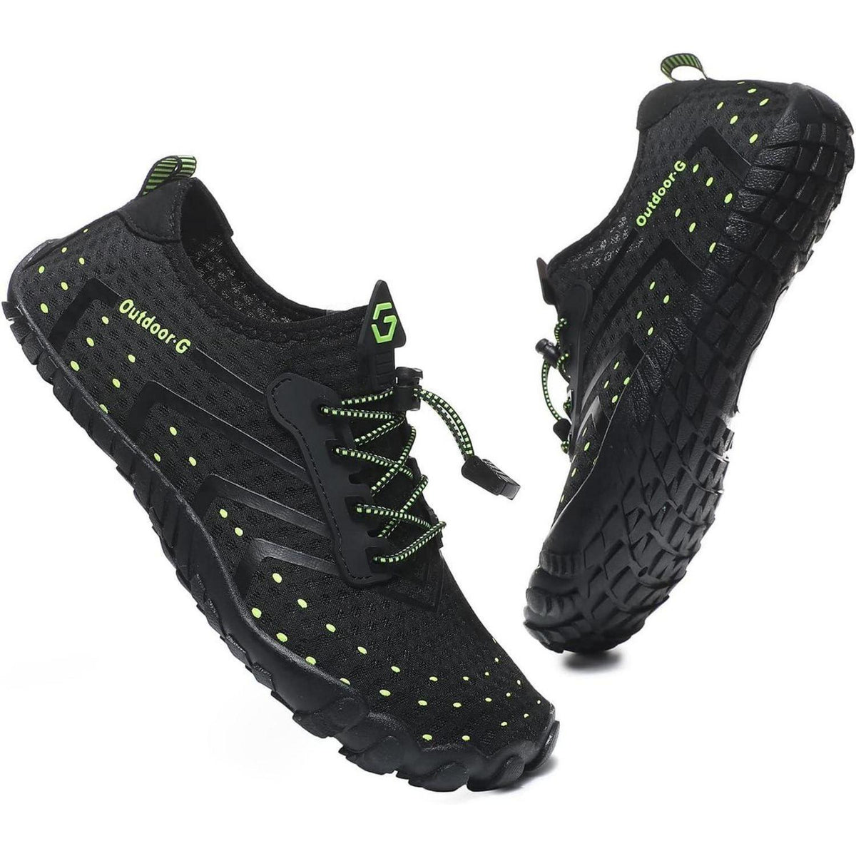 Aqua Schuhe Damen Herren Schnelltrocknend mit Drainagelöchern Schwarz