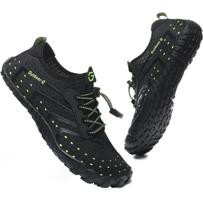 Aqua Schuhe Damen Herren Schnelltrocknend mit Drainagelöchern Schwarz