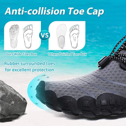 Wasserschuhe Damen Herren Grau Schnelltrocknend mit Drainagelöchern