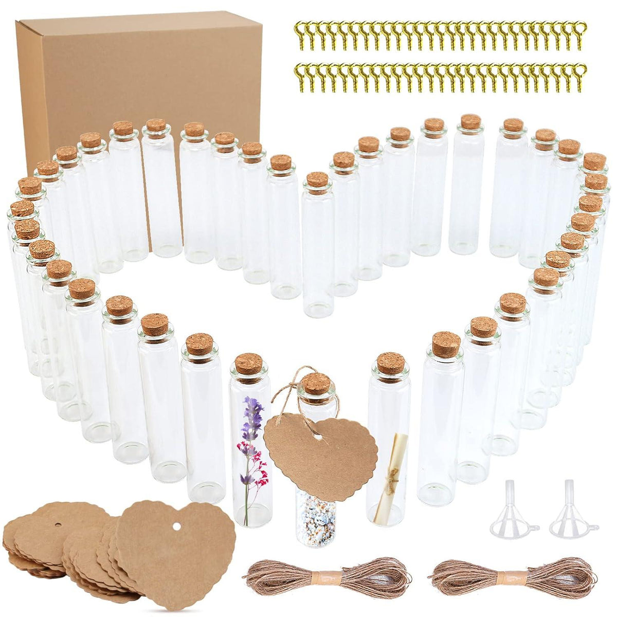 40 Stück Reagenzglas mit Korken 25ml Glasflaschen Deko-Set