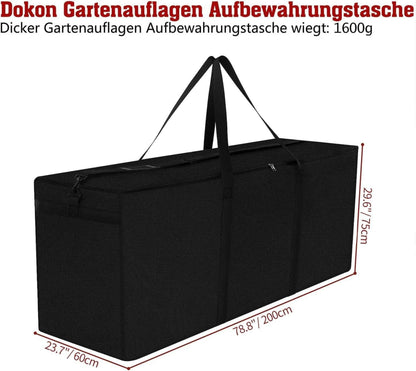 Dokon Auflagentasche 200x60x75cm Schwarz - Gartenauflagen
