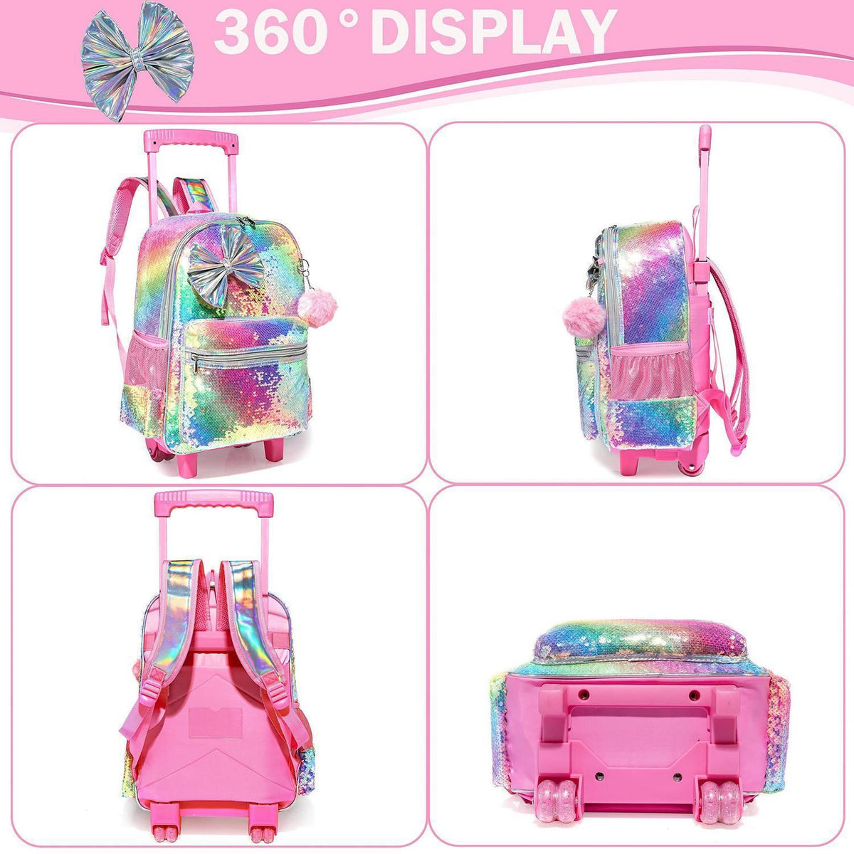 Mädchen Rolltasche mit Rädern & Meerjungfrau Design 6-8 Jahre