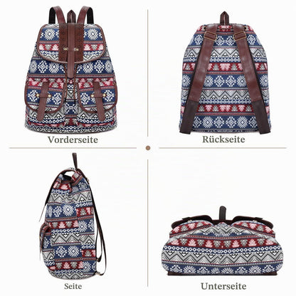 Damen Rucksack Hippie Stil – Bunter Tagesrucksack mit Laptopfach