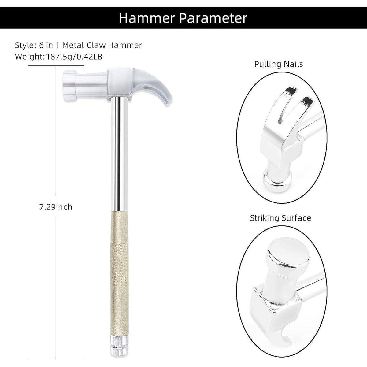 6-in-1 Hammer & Schraubendreher Multitool Set Silber Gelb