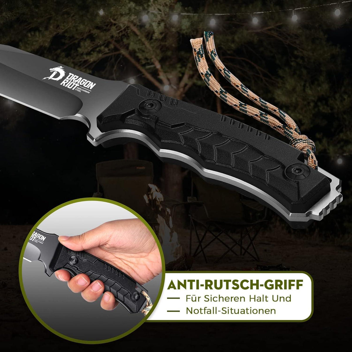 Outdoor Survival Messer Full Tang D2 Klinge G10 Griff Bushcraft Jagdmesser