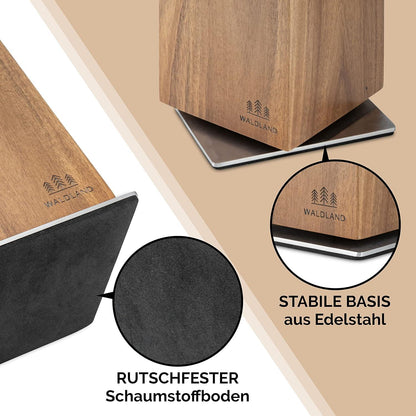 Messerblock magnetisch 360° drehbar Akazienholz robust magnetischer Messerhalter