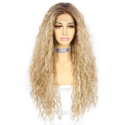 Lockige Blonde Lace Front Perücke – Synthetisch, 26 Zoll
