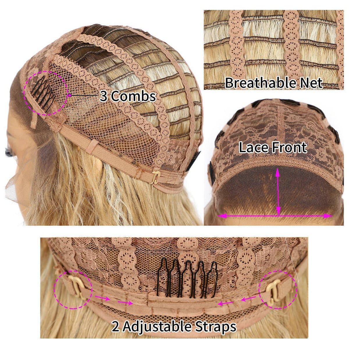 Lockige Blonde Lace Front Perücke – Synthetisch, 26 Zoll