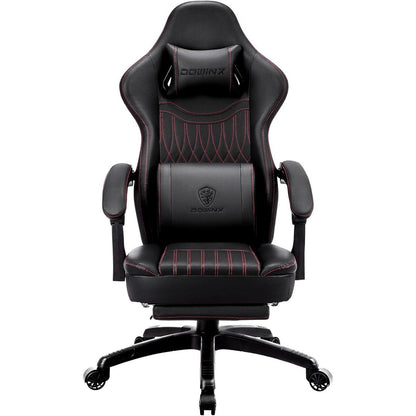Gaming Stuhl mit Massage Lendenwirbelstütze und Fußstütze