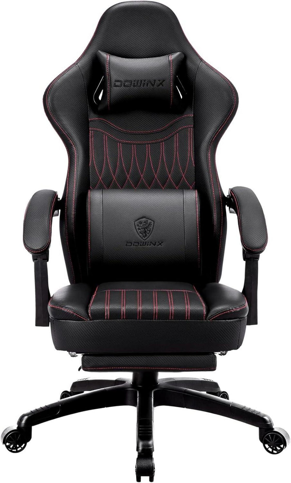 Gaming Stuhl mit Massage Lendenwirbelstütze und Fußstütze