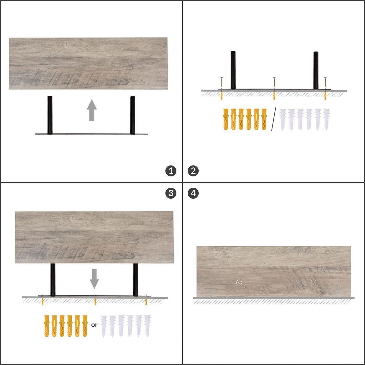Wandregal 2er-Set schwebend, 60 cm, Greige, unsichtbare Halterung