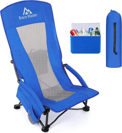 Brace Master Strandstuhl Campingstuhl faltbar mit Getränkehalter Blau