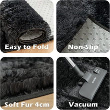 Shaggy Hochflor Teppich Schwarz Modernes Design 90x150cm