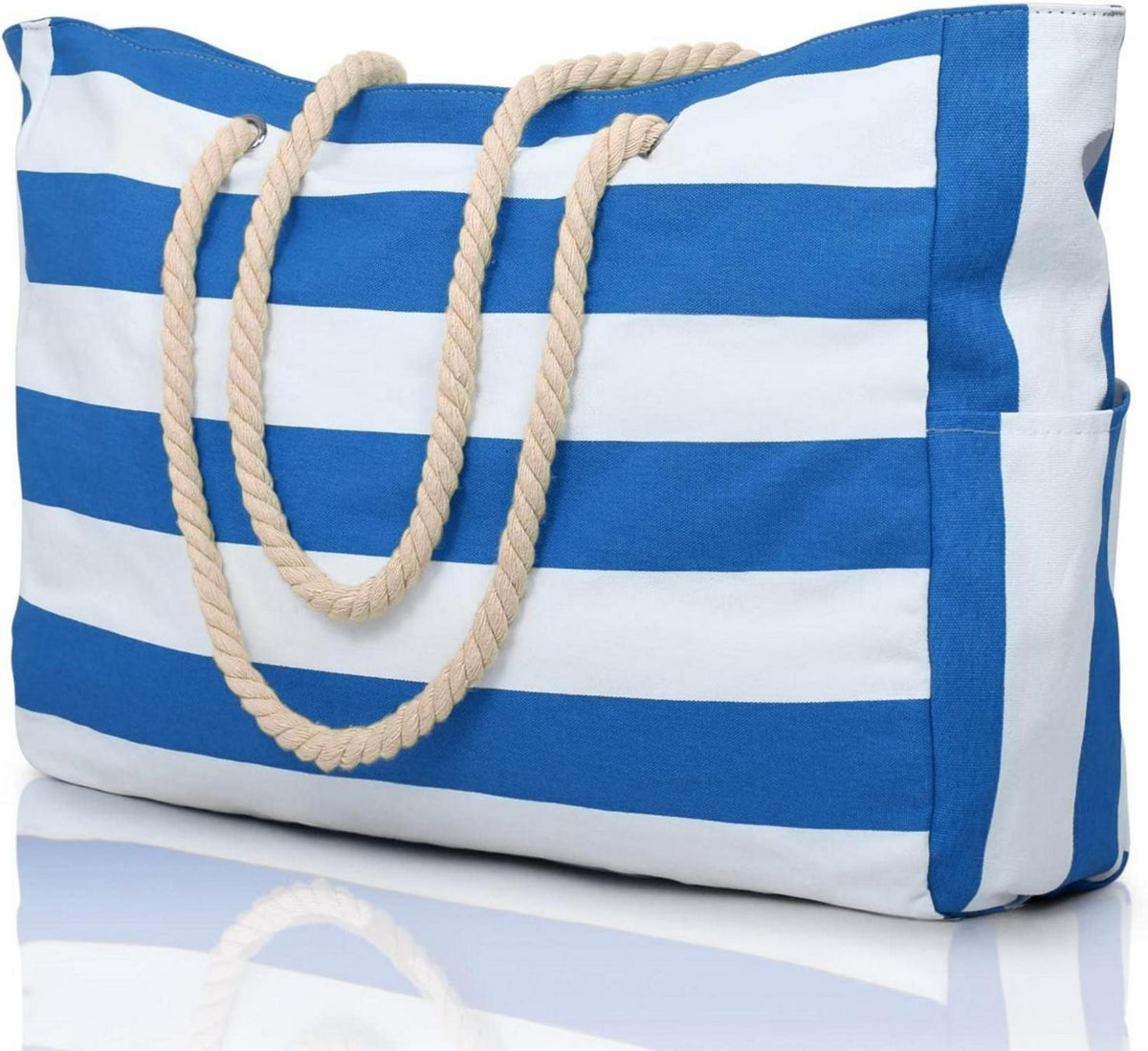 Große Wasserdichte Strandtasche mit Reißverschluss in Blau