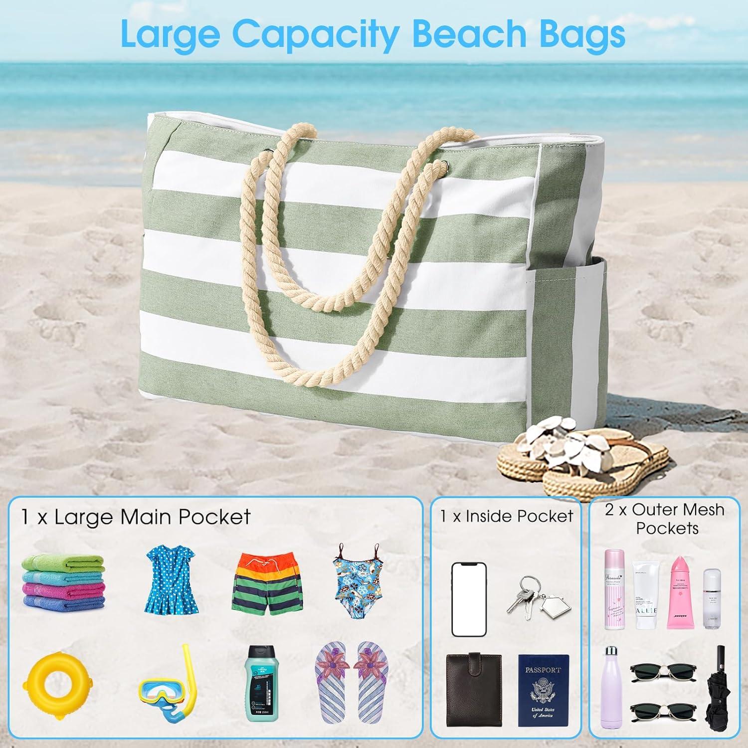 Strandtasche XXL Wasserdicht mit Reißverschluss in Grün