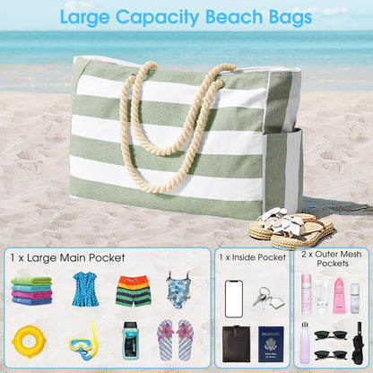Strandtasche XXL Wasserdicht mit Reißverschluss in Grün