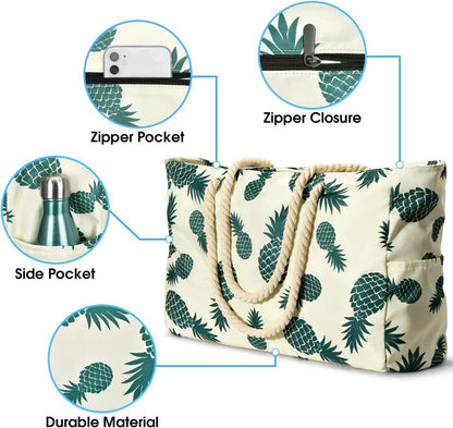 Strandtasche XXL Wasserdicht Tote Bag mit Reißverschluss