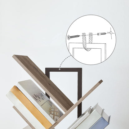 Bücherregal Standregal 9 Ebenen Baumform Metallgestell Greige