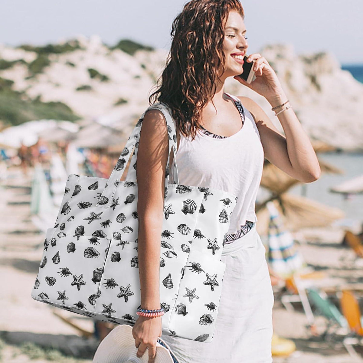 Wasserdichte XXL Strandtasche mit Reißverschluss für Damen