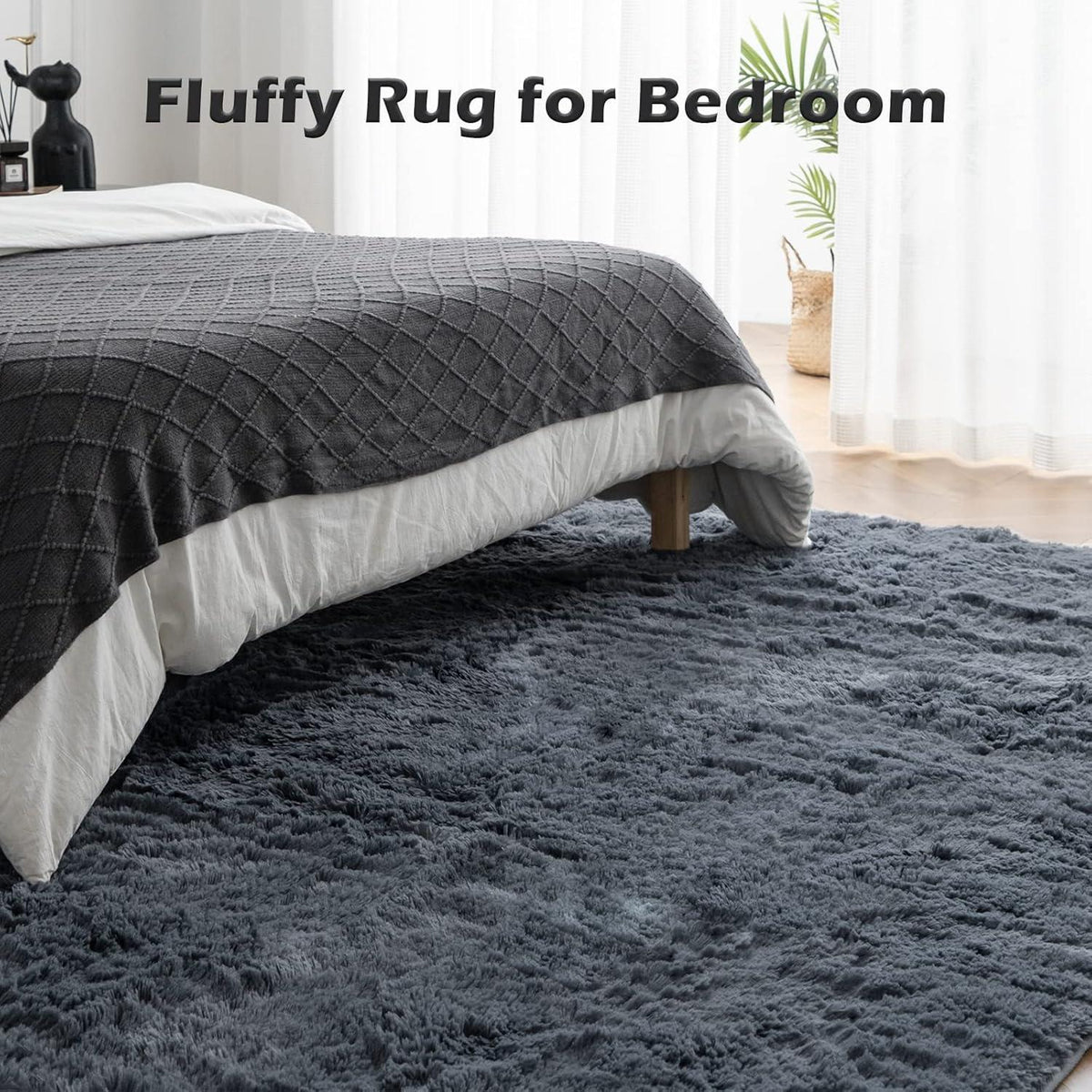 Hochflor Grau Teppich Shaggy Flauschig 90x150CM