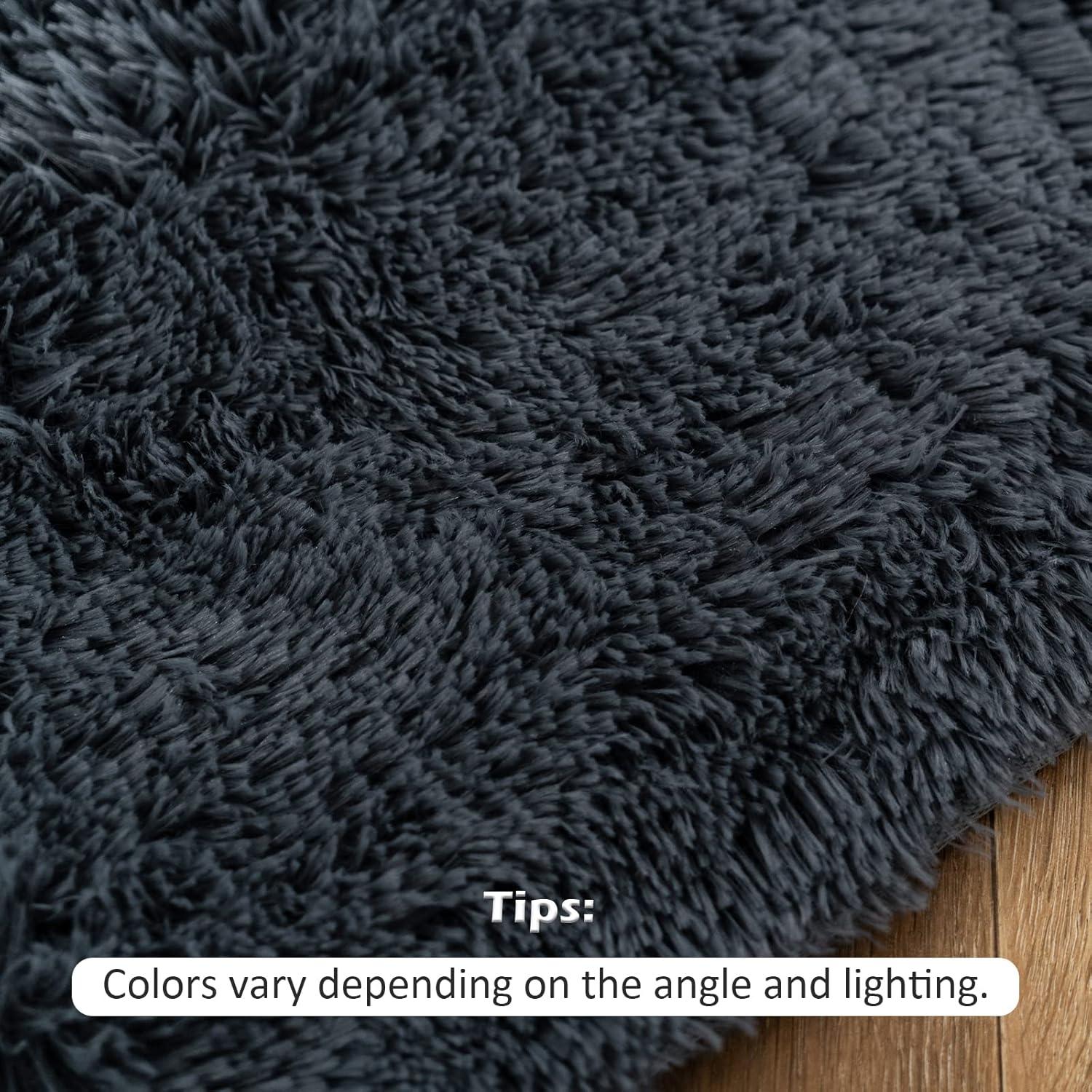 Hochflor Shaggy Teppich Grau 90x150cm Schlafzimmer Wohnzimmer Carpet