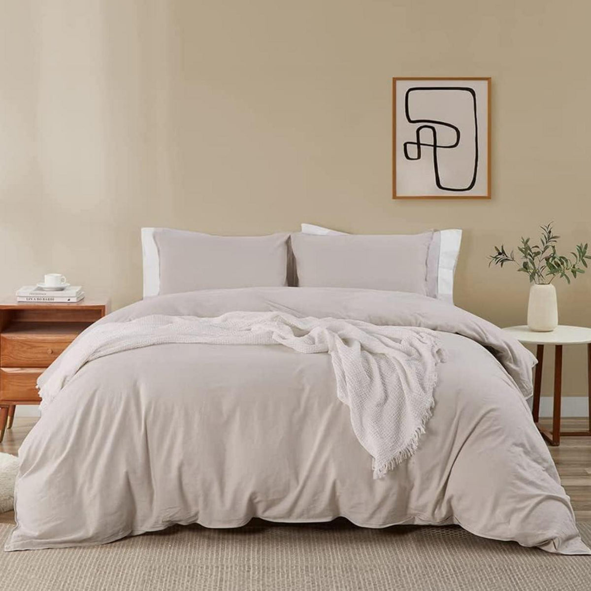 Bettwäsche Set Mikrofaser Beige 200x220cm 2er-Pack