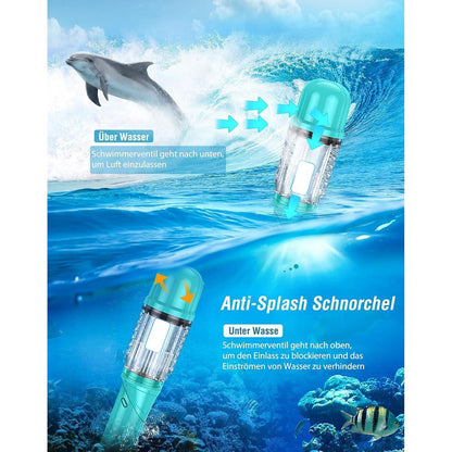 Schnorchelset Erwachsene mit Flossen, Dry Schnorchel & Anti-Fog Maske, L-XL Grün