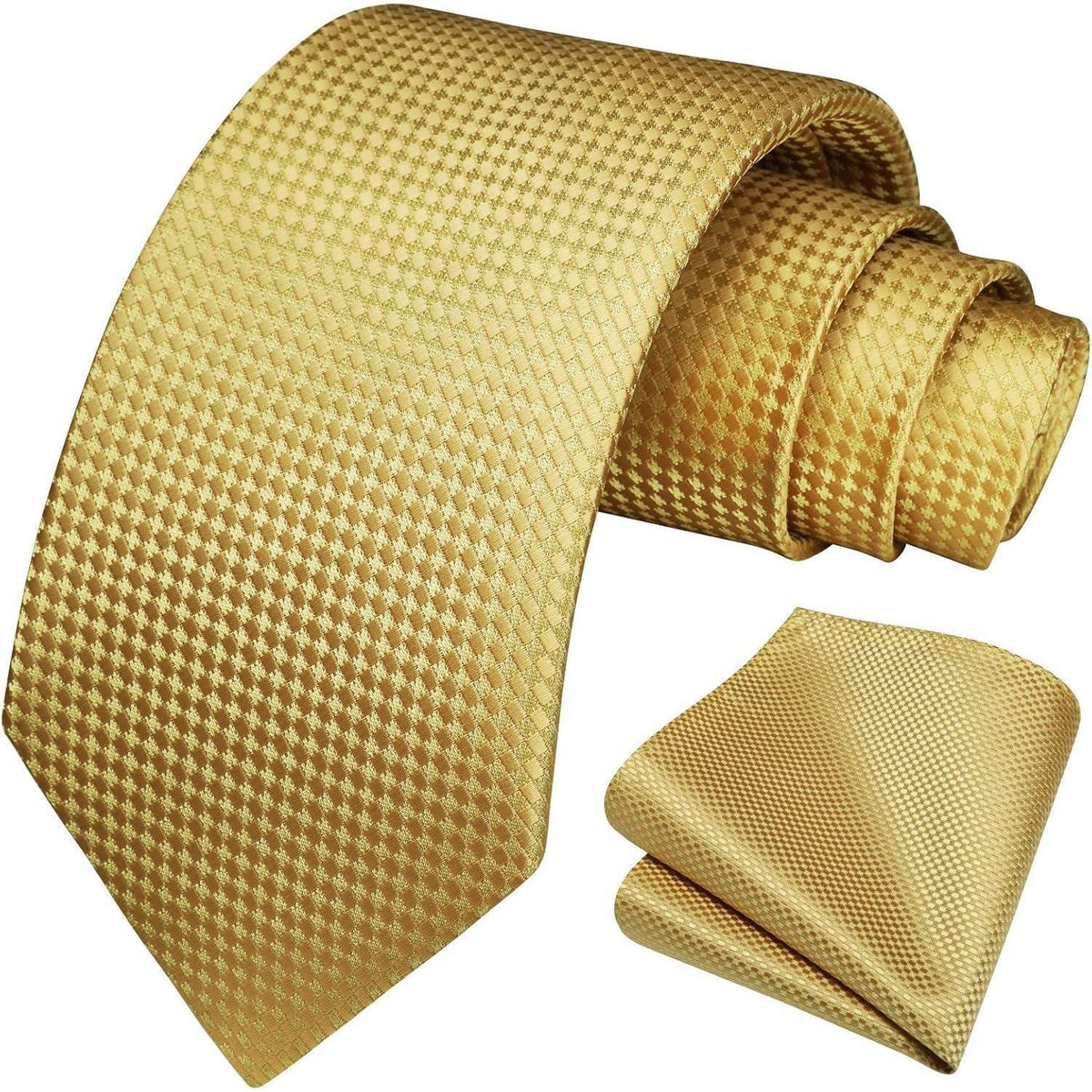 HISDERN Krawatten-Set Herren Gelb mit Einstecktuch