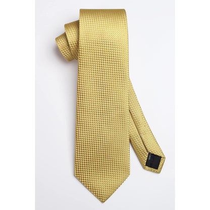 HISDERN Krawatten-Set Herren Gelb mit Einstecktuch