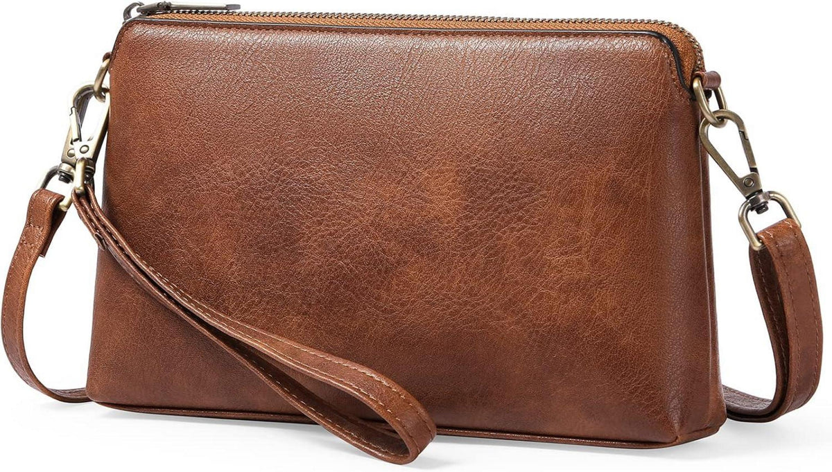 Kleine Damen Umhängetasche mit Kartenfächer - Braun