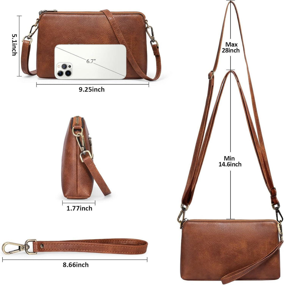 Kleine Umhängetasche Damen Crossbody Handtasche Verstellbarer Schultergurt A04