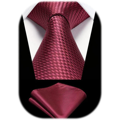 Herren Krawatten Set Burgunder Einstecktuch Elegant Business Hochzeit