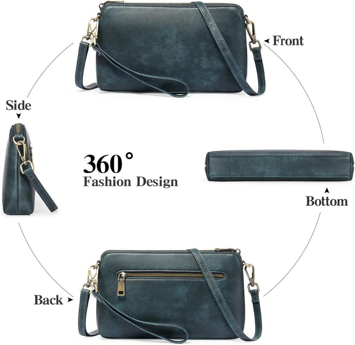 GAEKEAO Umhängetasche Damen Crossbody Tasche Kartenfächer Verstellbar A02 Blau