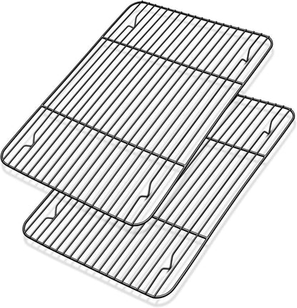 Edelstahl Kuchengitter Set 2er Backgitter Antihaft 38,9x28,2x1,5cm