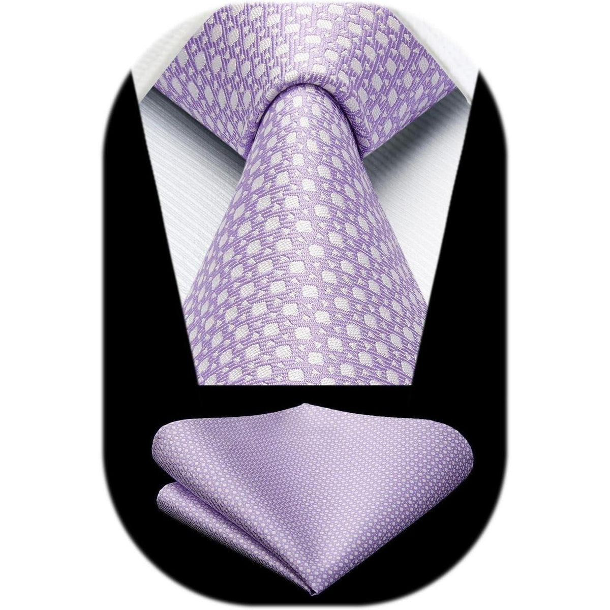 Krawatten-Set Herren Lila Hahnentritt mit Einstecktuch