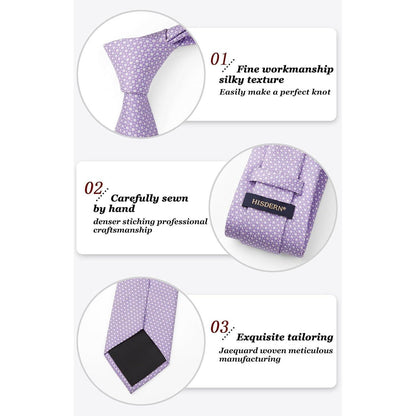 Krawatten-Set Herren Lila Hahnentritt mit Einstecktuch