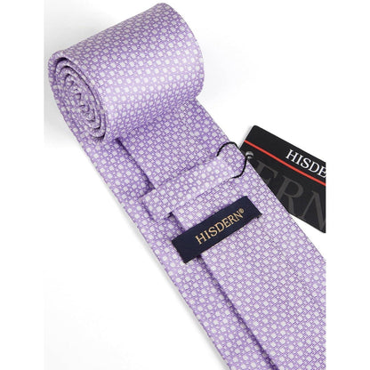 Krawatten-Set Herren Lila Hahnentritt mit Einstecktuch