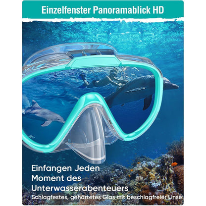 Schnorchelset Erwachsene mit Panorama-Weitblick und Dry Top