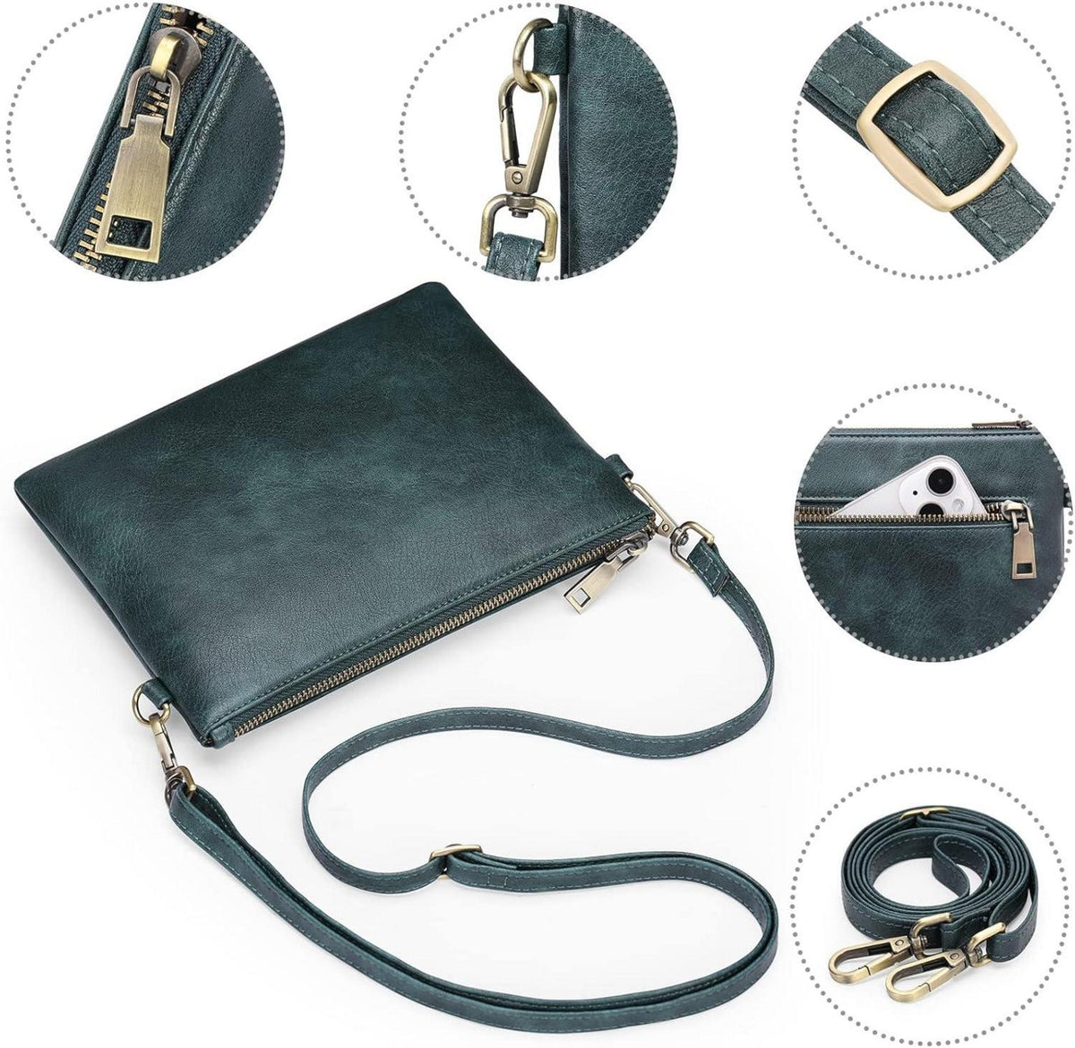 Crossbody Tasche Damen Umhängetasche RFID Schutz Leder Dunkelblau
