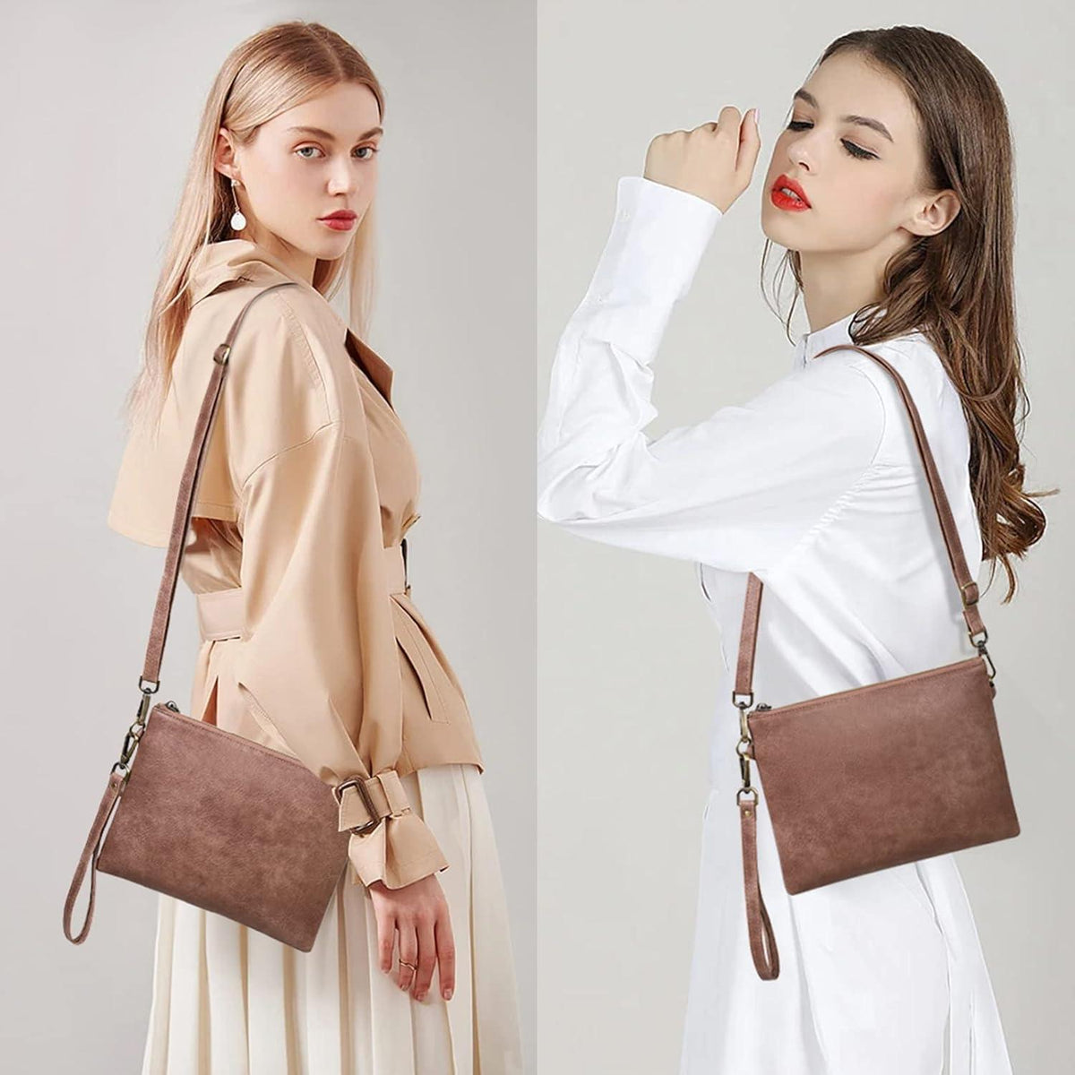 Crossbody Damen Umhängetasche Leder RFID Schultertasche Rosa