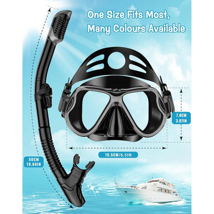 Schnorchelset Erwachsene mit Tauchmaske und Dry Schnorchel, Schwarz