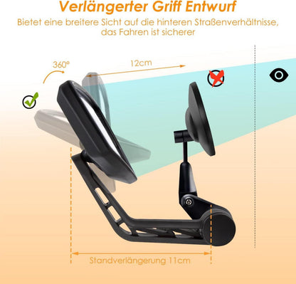 Arkham Fahrradspiegel 2 Stück HD Auto-Grad Glas 360° Drehbar Universal E-Bike Scooter