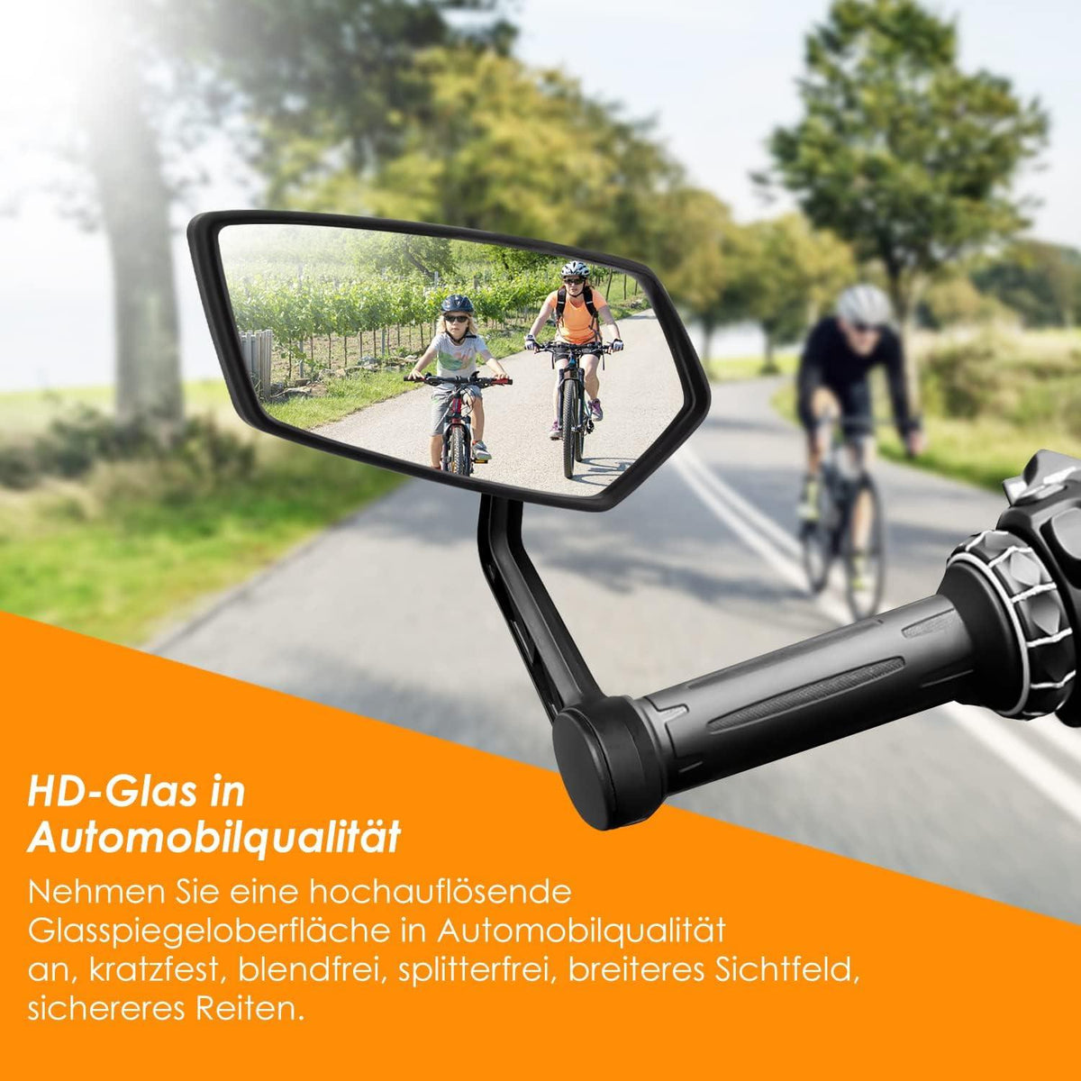 Arkham Fahrradspiegel HD Echtglas Extra Groß für Links