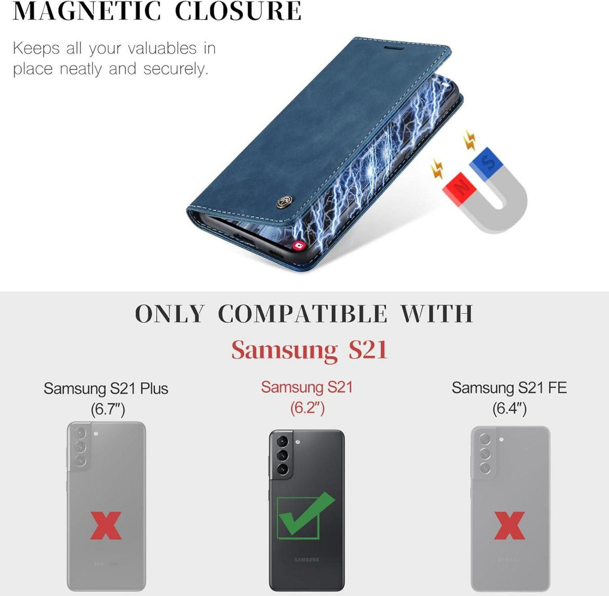 CaseMe Samsung Galaxy S21 5G Handyhülle Premium Leder