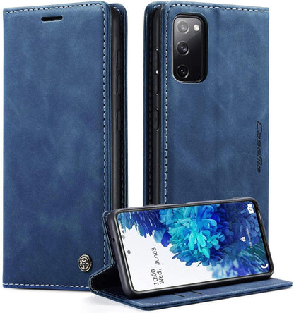 CaseMe Samsung Galaxy S20 FE 5G/4G Leder Flip Case Blau