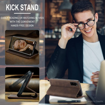 Handyhülle Samsung Galaxy S20 Premium Leder Flip Case Kartenfach - Kaffee