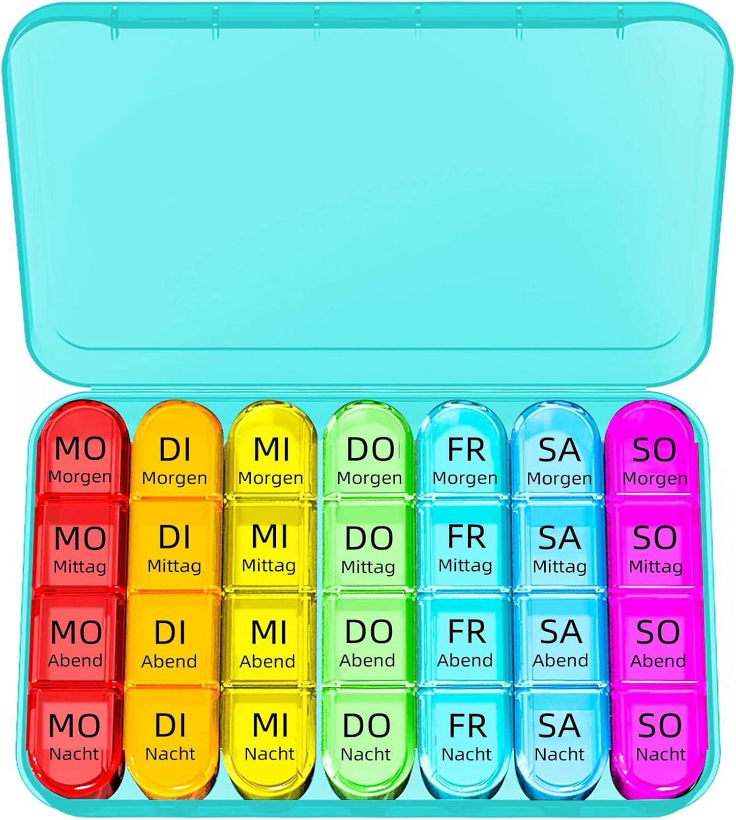 Tablettenbox 7 Tage Medikamentenbox Große Fächer leicht tragbar